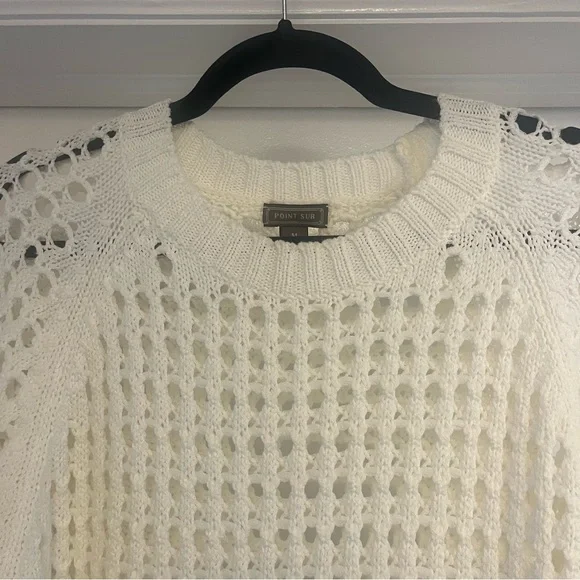 Point Sur (J. Crew) - Open-Knit Crochet Crewneck Sweater - size M - white - Picture 3 of 5
